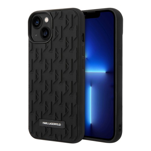 Чехол Karl Lagerfeld 3D Rubber Monogram w Metal logo Hard для iPhone 14 Plus, черный