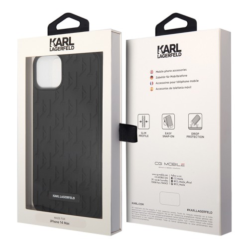 Чехол Karl Lagerfeld 3D Rubber Monogram w Metal logo Hard для iPhone 14 Plus, черный
