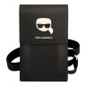 Сумка Lagerfeld Wallet Phone Bag PU Saffiano Metal Karl head для смартфонов, черная