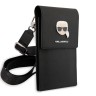 Сумка Lagerfeld Wallet Phone Bag PU Saffiano Metal Karl head для смартфонов, черная