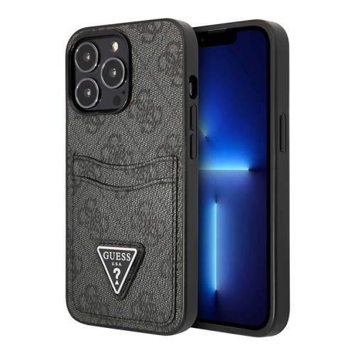 Чехол Guess PU 4G Double cardslot Metal triangle logo Hard для iPhone 12 | 12 Pro, черный