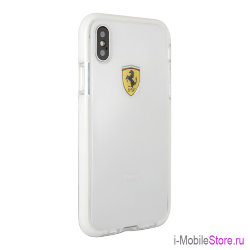 Противоударный чехол Ferrari On Track Shockproof для iPhone X/XS, прозрачный/белая рамка