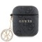 Guess для Airpods 1/2 чехол PU leather 4G with metal logo and Diamond charm Black