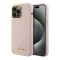 Guess для iPhone 15 Pro Max чехол Liquid silicone Gold metal logo & Camera frame Hard Pink