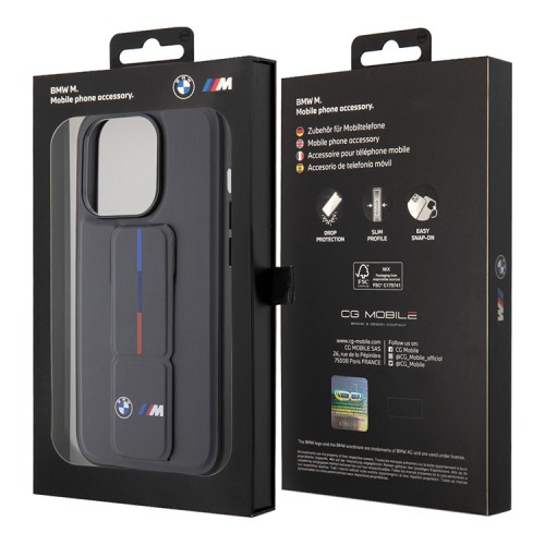 BMW для iPhone 15 Pro чехол GripStand M-Collection PU Tricolor Hard Grey