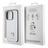 Hello Kitty для iPhone 14 Pro чехол PU Grained leather Metal Kitty Head Hard Silver