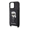 Karl Lagerfeld для iPhone 15 Pro Max чехол Crossbody cardslot PU Saffiano Monogram NFT Karl Ikon Hard Blk