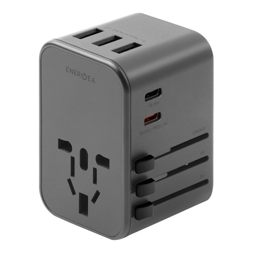 EnergEA СЗУ Travel World adapter 35, 2USB-C + 3USB-A, PD35W Gunmetal