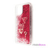 Чехол Guess Glitter Hearts Hard для iPhone 11, Raspberry