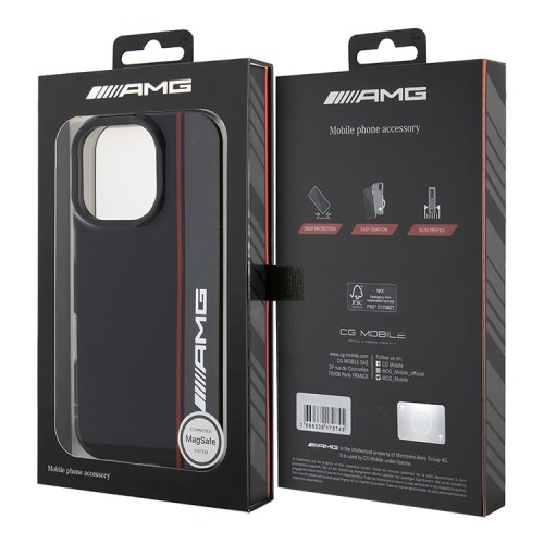 AMG для iPhone 16 Pro Max чехол PC/TPU Double layer Bow Lines Black (MagSafe)