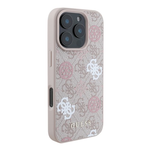 Guess для iPhone 16 Pro Max чехол PU кожа 4G Colored Peony Pink (MagSafe)