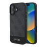 Guess для iPhone 16 чехол PU кожа 4G Bottom stripe Metal logo Grey
