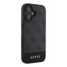 Guess для iPhone 16 чехол PU кожа 4G Bottom stripe Metal logo Grey