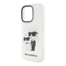 Karl Lagerfeld для iPhone 16 Pro чехол PC/TPU NFT Karl & Choupette Glitter, прозрачный/с блестками