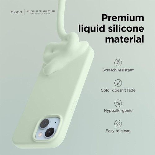 Elago для iPhone 15 чехол Soft silicone (Liquid) Soft Mint