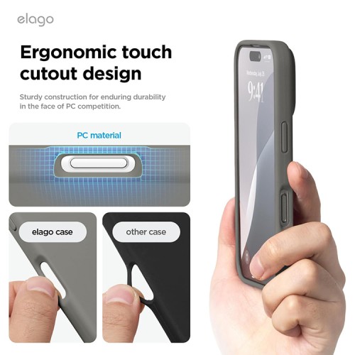 Elago для iPhone 16 Pro чехол Soft silicone (Liquid) Medium Gray