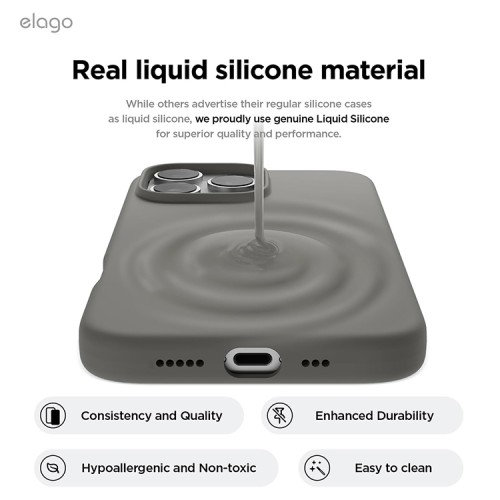 Elago для iPhone 16 Pro чехол Soft silicone (Liquid) Medium Gray