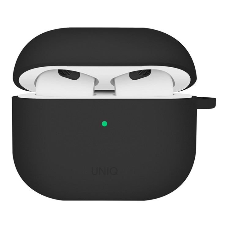 Uniq для Airpods 4 чехол NEXO Liquid silicone +carabin +Sports ear hooks Black
