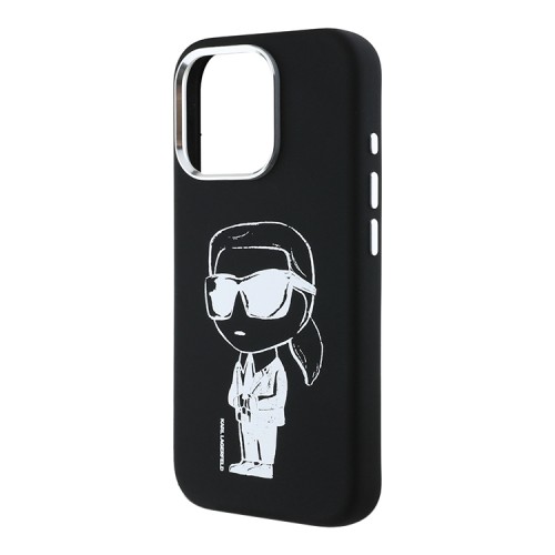 Karl Lagerfeld для iPhone 16 Pro Max чехол Liquid Silicone NFT Graffiti Karl Ikonik Hard Black (MagSafe)