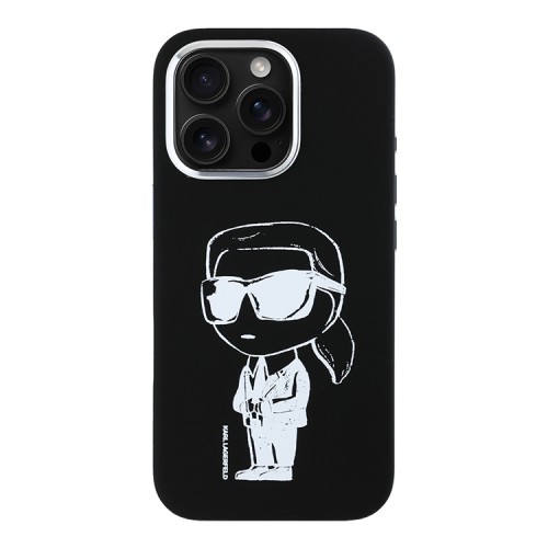 Karl Lagerfeld для iPhone 16 Pro Max чехол Liquid Silicone NFT Graffiti Karl Ikonik Hard Black (MagSafe)