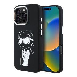 Karl Lagerfeld для iPhone 16 Pro Max чехол Liquid Silicone NFT Graffiti Karl Ikonik Hard Black (MagSafe)