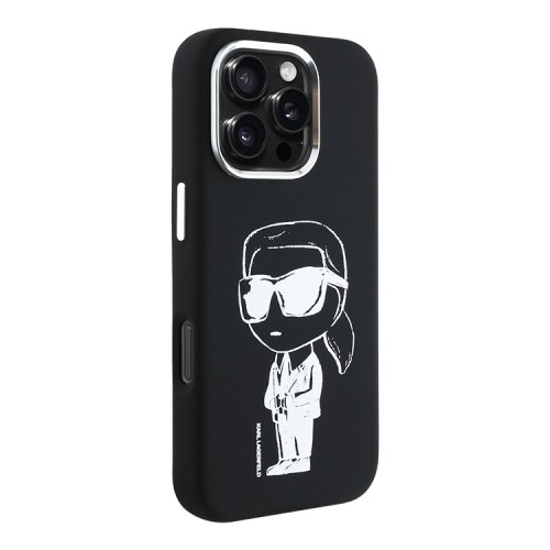 Karl Lagerfeld для iPhone 16 Pro Max чехол Liquid Silicone NFT Graffiti Karl Ikonik Hard Black (MagSafe)