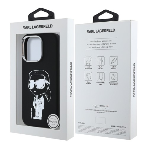 Karl Lagerfeld для iPhone 16 Pro Max чехол Liquid Silicone NFT Graffiti Karl Ikonik Hard Black (MagSafe)