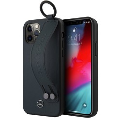 Чехол Mercedes Genuine Leather with Hand Strap Hard для iPhone 12 Pro Max, синий