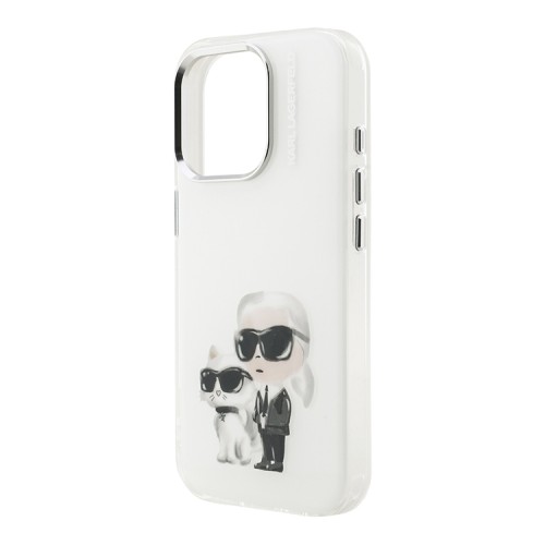 Karl Lagerfeld для iPhone 15 Pro Max чехол PC/TPU Aquarelle Karl & Choupette White