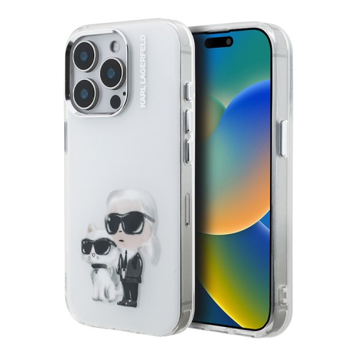 Karl Lagerfeld для iPhone 15 Pro Max чехол PC/TPU Aquarelle Karl & Choupette White