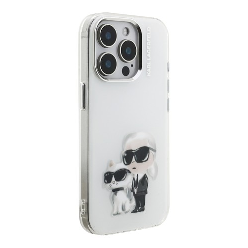 Karl Lagerfeld для iPhone 15 Pro Max чехол PC/TPU Aquarelle Karl & Choupette White