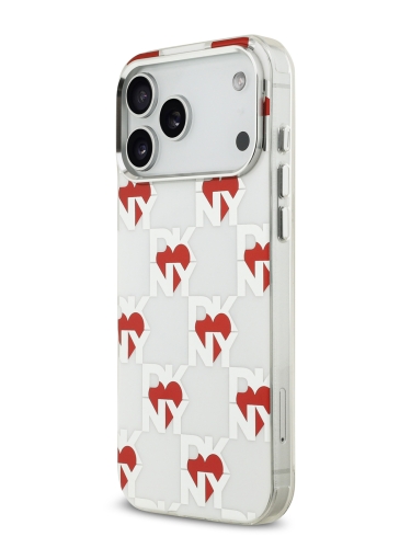 DKNY для iPhone 17 Pro Max чехол IML Electroplated Hearts Metal camera Hard White (MagSafe)