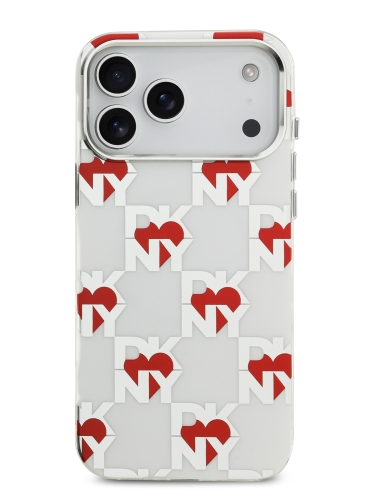 DKNY для iPhone 17 Pro Max чехол IML Electroplated Hearts Metal camera Hard White (MagSafe)