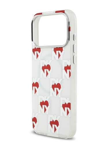 DKNY для iPhone 17 Pro Max чехол IML Electroplated Hearts Metal camera Hard White (MagSafe)