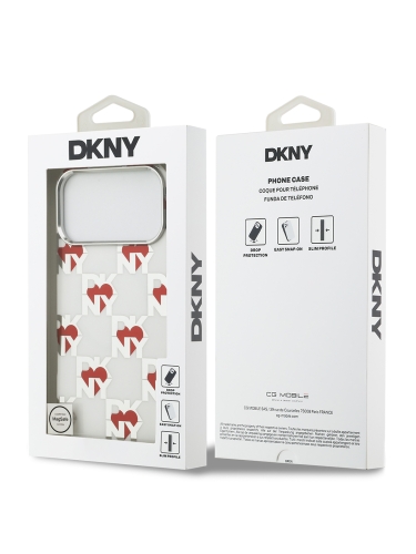 DKNY для iPhone 17 Pro Max чехол IML Electroplated Hearts Metal camera Hard White (MagSafe)