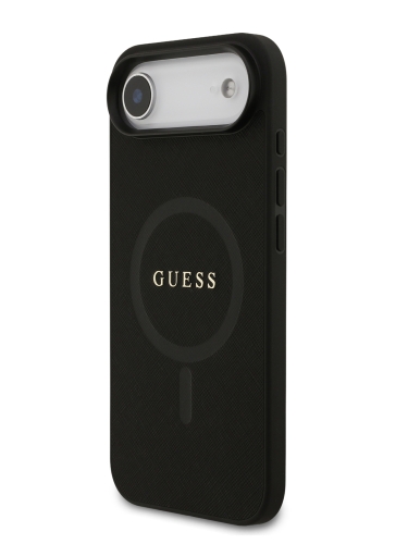 Guess для iPhone Air чехол PU Saffiano with Classic metal logo Hard Black (MagSafe)