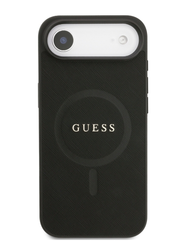 Guess для iPhone Air чехол PU Saffiano with Classic metal logo Hard Black (MagSafe)