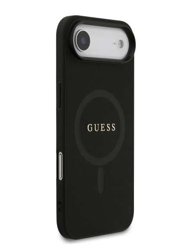 Guess для iPhone Air чехол PU Saffiano with Classic metal logo Hard Black (MagSafe)