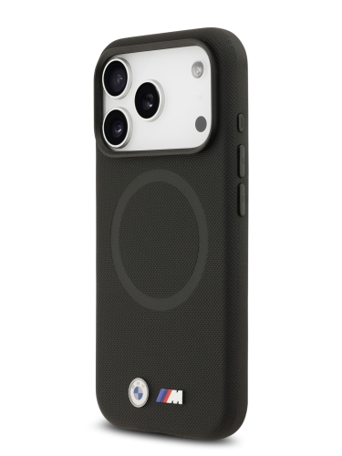 BMW для iPhone 17 Pro Max чехол M-series PU Full Wrapped Metal logo & Cam Hard Black (MagSafe)
