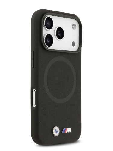 BMW для iPhone 17 Pro Max чехол M-series PU Full Wrapped Metal logo & Cam Hard Black (MagSafe)