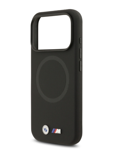 BMW для iPhone 17 Pro Max чехол M-series PU Full Wrapped Metal logo & Cam Hard Black (MagSafe)