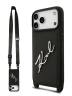Karl Lagerfeld для iPhone 17 Pro Max чехол Crossbody PU Saffiano Autograph Hard + Strap Black