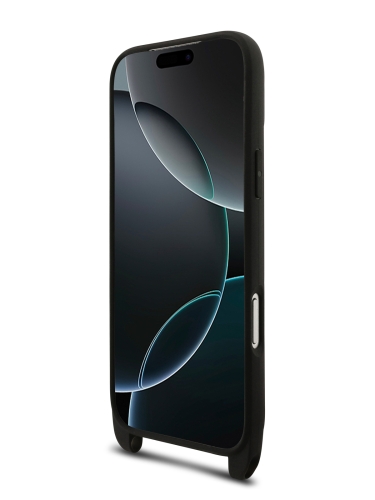 Karl Lagerfeld для iPhone 17 Pro Max чехол Crossbody PU Saffiano Autograph Hard + Strap Black