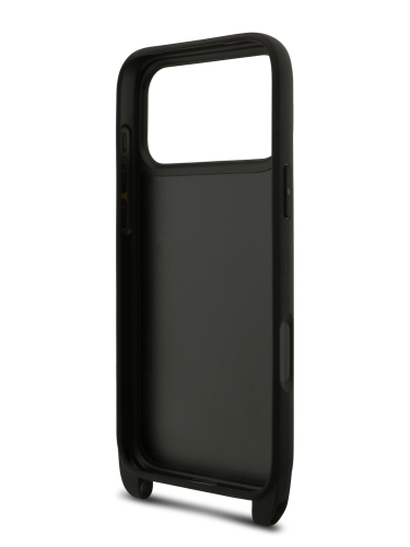 Karl Lagerfeld для iPhone 17 Pro Max чехол Crossbody PU Saffiano Autograph Hard + Strap Black