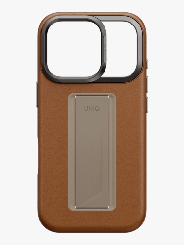 Uniq для iPhone 17 Pro чехол Heldro PRO Leatherette + FlexGrip & Camera stand Caramel (MagSafe)