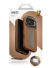 Uniq для iPhone 17 Pro чехол Heldro PRO Leatherette + FlexGrip & Camera stand Caramel (MagSafe)