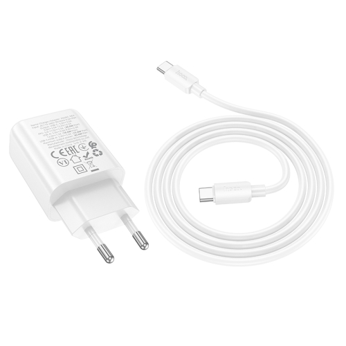 HOCO сетевое зарядное устройство N63 Gentle charger set Type-C PD30W + USB-A QC3.0 +кабель C-to-C White