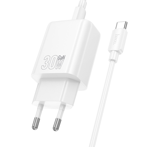HOCO сетевое зарядное устройство N63 Gentle charger set Type-C PD30W + USB-A QC3.0 +кабель C-to-C White