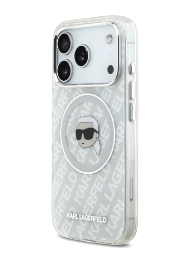 Karl Lagerfeld для iPhone 17 Pro чехол IML Karl Head on logo Metal Cam Hard Grey (MagSafe)