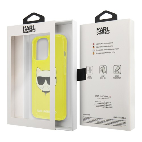 Чехол Karl Lagerfeld TPU FLUO Choupette Hard для iPhone 13 Pro, желтый